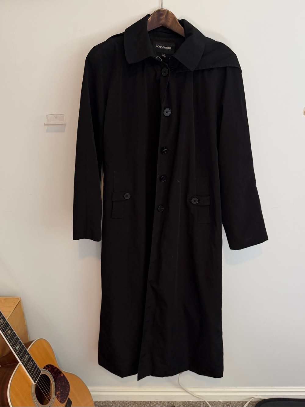 London Fog Black Long Trench Coat